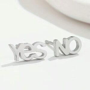 Yes & No Stainless Steel Dainty Stud Earrings